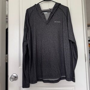 Columbia Men's Charcoal T-Shirt Hoodie Omni-Wick Large